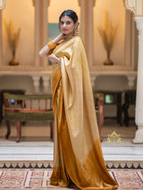 Ivory Golden Kanjeevaram Silk Saree