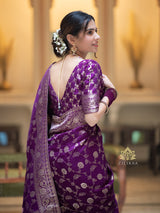 Berry Purple Banarasi Uppada Silk Saree