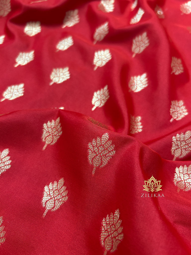 Red Special Banarasi Katan Silk Saree with Gotapatti Zardozi Handwork