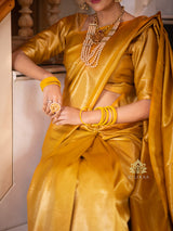 Medallion Golden Yellow Kanchipuram Silk Saree