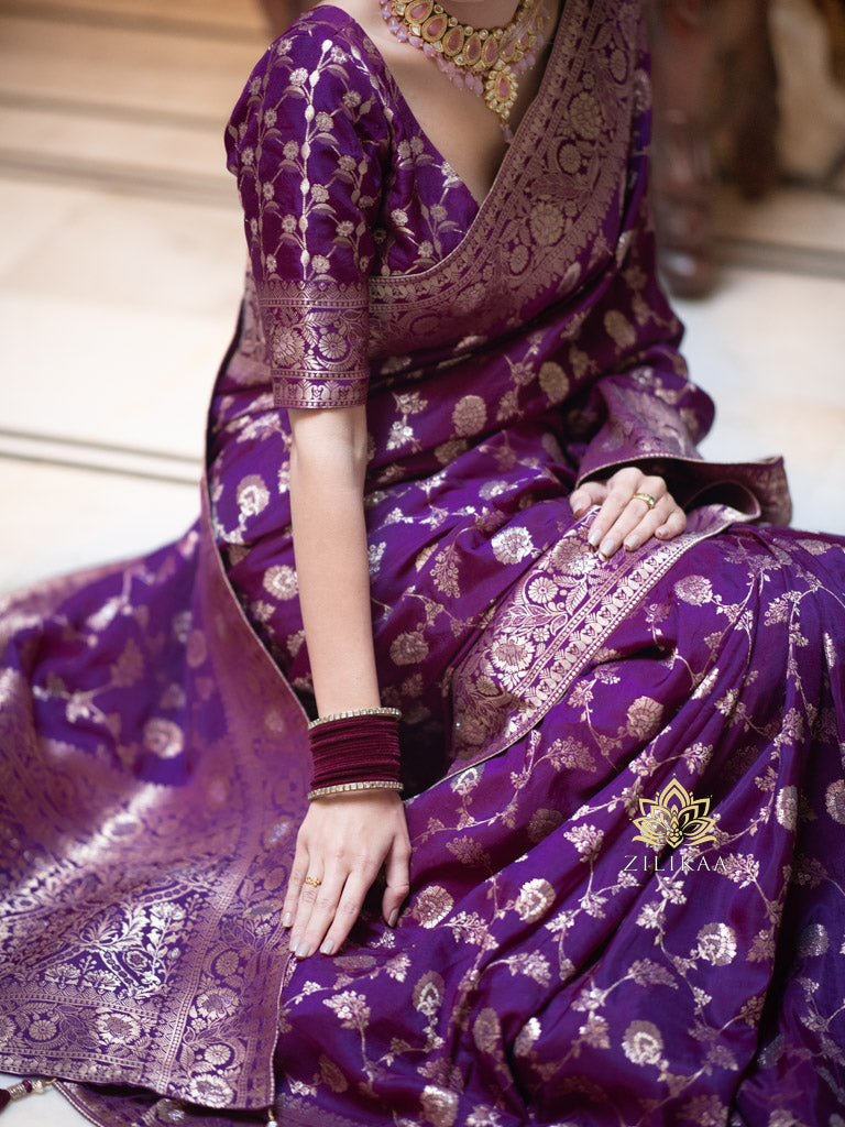 Berry Purple Banarasi Uppada Silk Saree