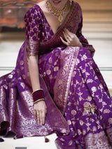 Berry Purple Banarasi Uppada Silk Saree