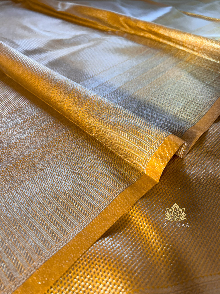 Medallion Golden Yellow Kanchipuram Silk Saree