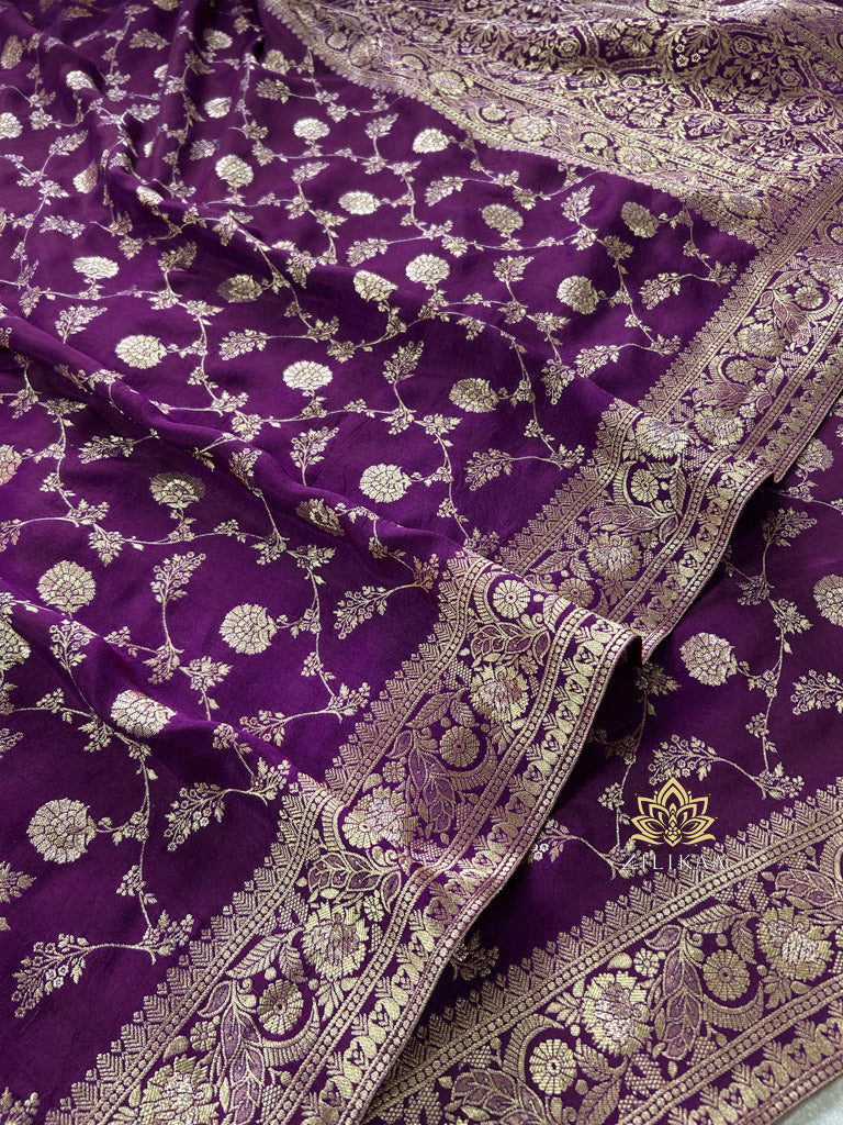 Berry Purple Banarasi Uppada Silk Saree