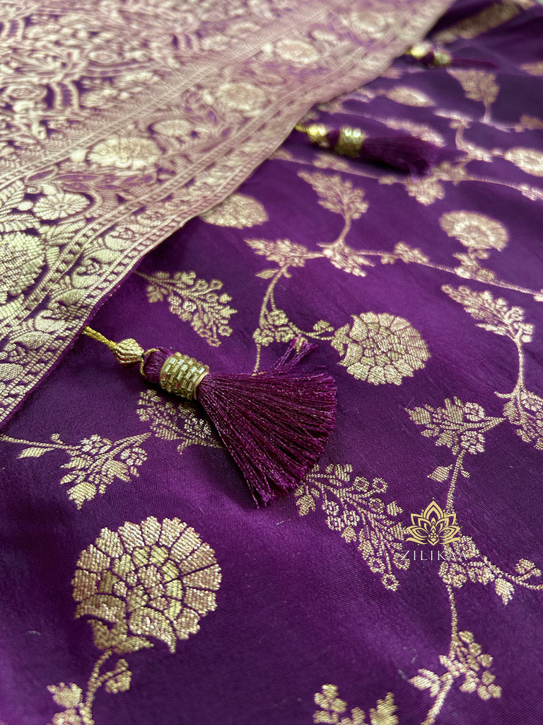 Berry Purple Banarasi Uppada Silk Saree