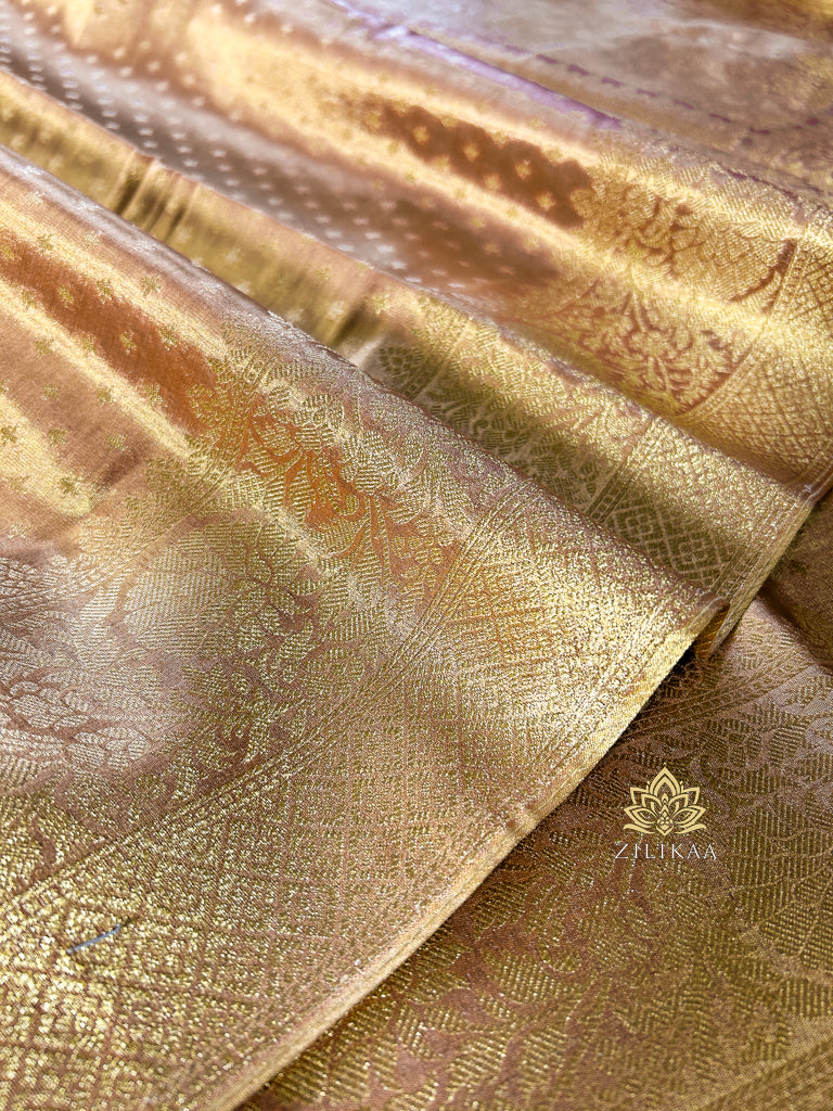 Vintage Gold Kanchipuram Tissue Silk Saree