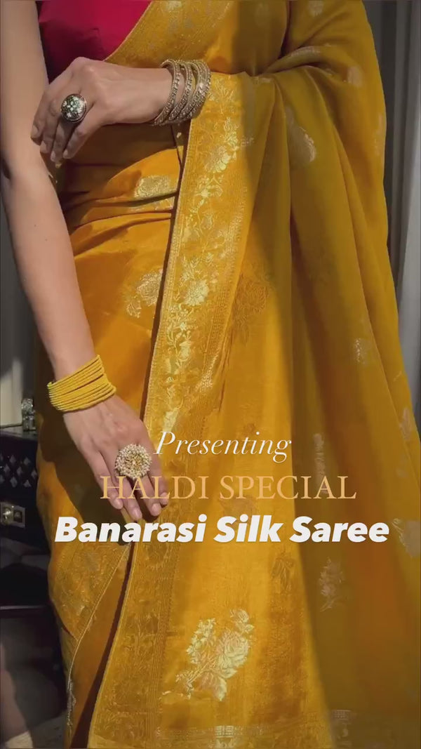 Mustard Yellow Banarasi Uppada Silk Saree