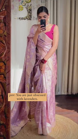 Lavender Purple Banarasi Uppada Silk Saree