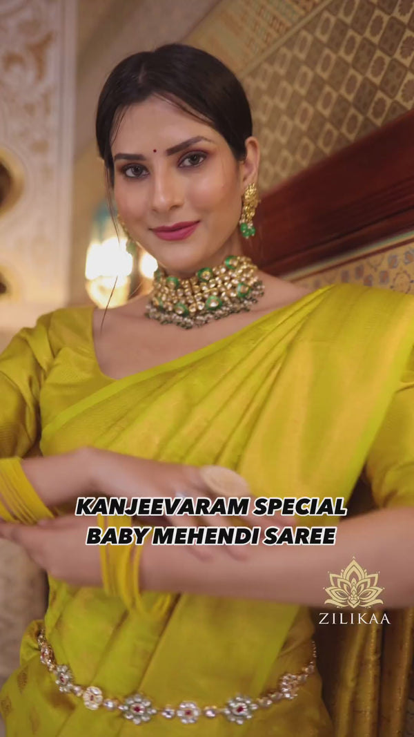 Baby Mehandi Kanjeevaram Silk Saree