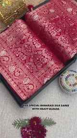 Scarlet Red Banarasi Uppada Silk Saree