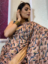 Sepia Brown Uppada Cotton Silk Saree