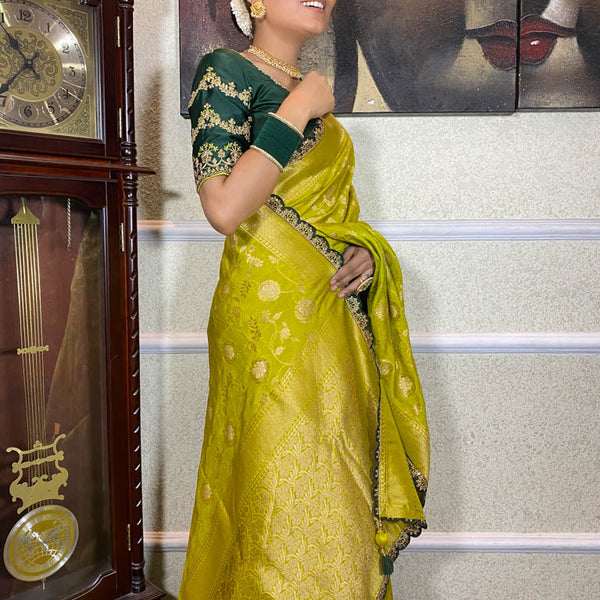 Yellow Art Paithani Silk Saree In Zari Woven Work Latest 5064SR09