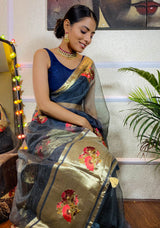 Millennium Grey Organza Silk Saree